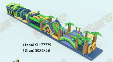 Wielokolorowy Tropikalny Nadmuchiwany Tor Przeszkód Przygoda Dżungla Ścieżka