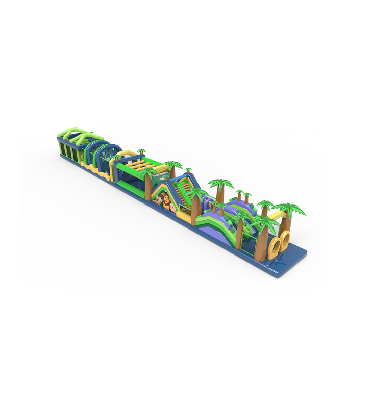 Wielokolorowy Tropikalny Nadmuchiwany Tor Przeszkód Przygoda Dżungla Ścieżka